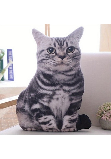 Lemestar Sevimli 3d Kedi Şekilli Yumuşak Yastık - Rahat Uyku Ve Dekor İçin Mükemmel Kahverengi