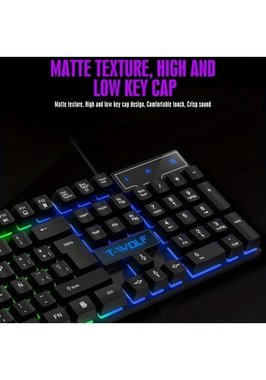 Techbloom Wolf Tf200 Oyun Klavye Ve Fare Seti Kablolu Arkadan Aydinlatmali Oyun Ve Ofis Kullanimi Diğer