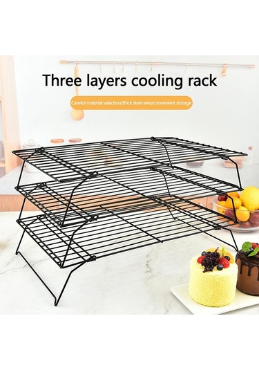 Paslanmaz Çelik Yapışmaz Tel Izgara Hamur İşleri Tepsisi Kek Pişirme Soğutma Rafı Fırın Mutfak Pizza Ekmek Kurabiye Tutucu Barbekü Rafı Siyah
