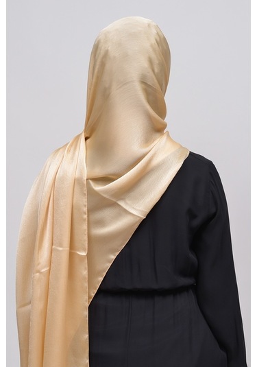 Altobeh Janjan Şık Parlak Saten Dokulu Kadın Tesettür Abiye Şifon Şal - Gold