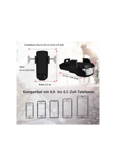 Springsun Usb Şarjlı Bisiklet Farı Ve Telefon Tutucu - 4000mah Pil, 3 Led, 5 Ses Modu Siyah
