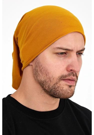 Erkek 4 Fonksiyonlu Koruyucu Pamuklu, Esnek, Terletmez, Bandana, Boyunluk, Maske - Tek Ebat / Koyu Hardal Koyu Hardal