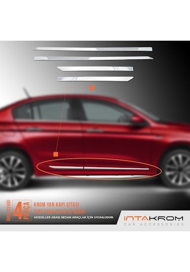 Fiat Egea Krom Yan Kapı Çıtası 4 Parça 2015 Ve Üzeri Sedan Uy