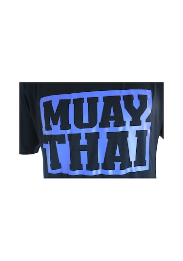 Dragondo Tx8521 Muaythai Tişört Mavi Basklı Muay Thai Tişörtü Siyah