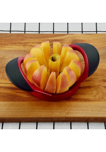 Xindoker Ev İçin Çelik Meyve Dilimleyici - 12 Parça Elma Kesici, Plastik Meyve Bölücü, Kolay Kullanım, Temizlenebilir Kırmızı-siyah, Pp Poşetli Diğer