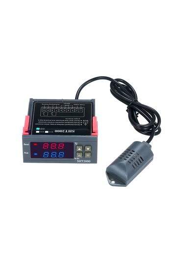 Dijital Gösterge Sıcaklık Ve Nem Kontrol Cihazı Termoregülatör Siyah