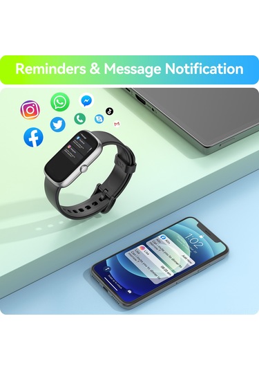 Geeroyoo Anyloop Alb1 Akıllı Saat, Ip68 Su Geçirmez, Kalp Atımı-kan Oksijeni-uyku İzleyici, 20+ Spor Modu, 1.47 İnç Hd Dokunmatik Ekran, Kadın Takvimi, Erkek-kadın Siyah