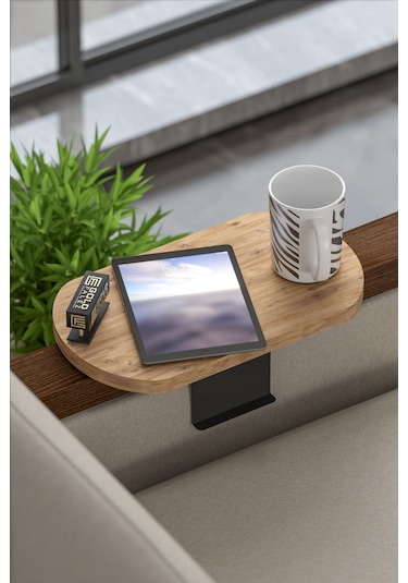 Zigon Sehpa Yan Sehpa Ayarlanabilir Tepsi Oval Dekoratif Modern Yatay Dikey Koltuk Sehpası Ceviz Atlantik Çam