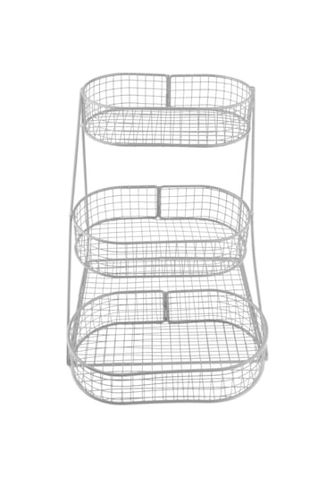 Homyl 3 Katlı Meyve Sepeti Tezgahı Büyük Kapasiteli Konteyner Beyaz