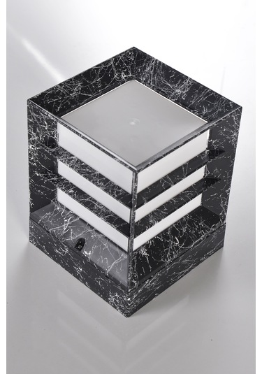 Mermer Desen Plastik Kare Küp Bahçe  Aydınlatma Armatürü