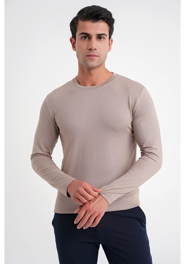 Ts 870 T-shırt Slim Vizon Casual Vizon