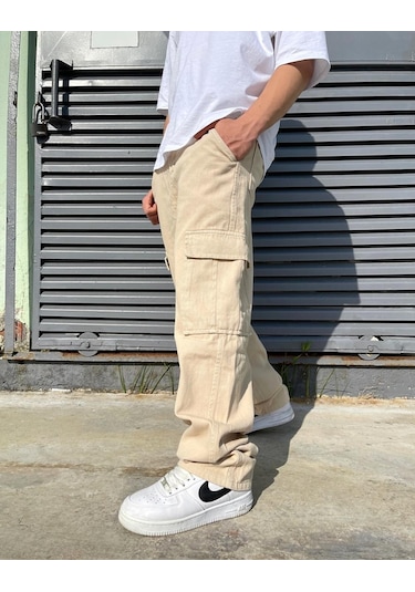 Bpm Premium Baggy Kargo Pantolon Bej 001