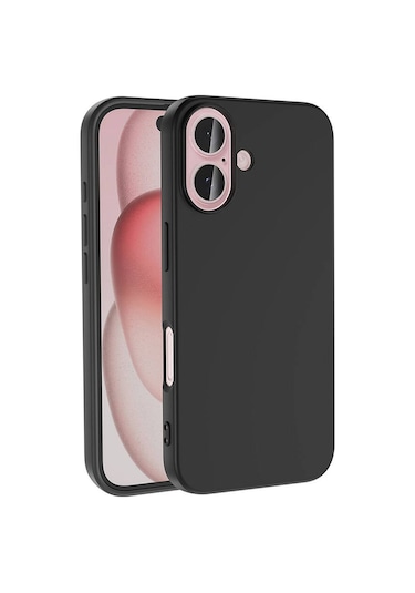 Apple Uyumlu iPhone 16 Lansman Arka Kapak Silikon Kılıf Siyah
