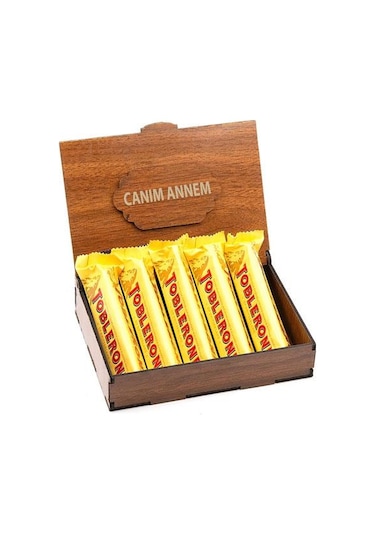 Sevdiklerinize Özel Ahşap Hediye Kutusunda 5 Adet Toblerone ( Can