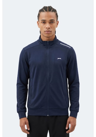 Slazenger Revolver Erkek Fermuarlı Dik Yaka Cepli Lacivert Sweatshırt
