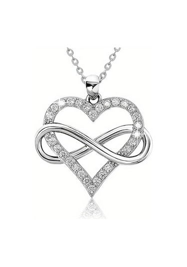 Sonsuzluk Kalpli Bayan Kolye Gümüş - Beyaz