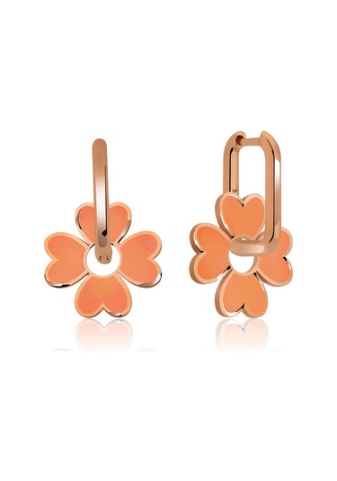 Himarry Gümüş Fosforlu Turuncu Yonca Küpe 1.50 CM-Gümüş