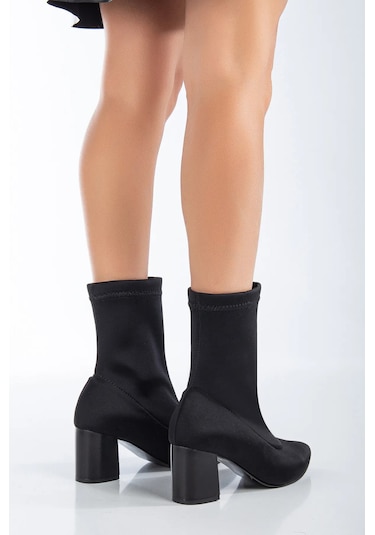 D651 Streç Kadın Bot Siyah