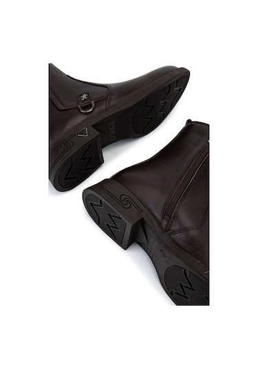 Tamer Tanca Kadın Hakiki Deri Kahverengi Topuklu Bot 1065 3450 Bn Bot Sk25-26 Kahve Dr Kahverengi