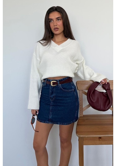 Madmext Koyu Mavi Mini Jean Etek Mg2099 Koyu Mavi