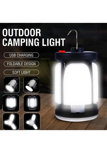Güneş Led Kamp Feneri Şarj Edilebilir 4500mah 500lm Acil Durum Lambası Beyaz