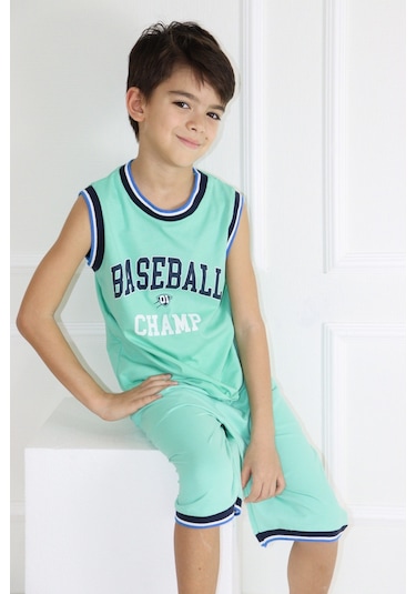 Erkek Çocuk Kolsuz Baseball Baskılı Basic Kaprili Takım 6-9 Yaş 001