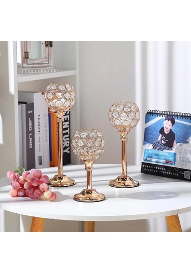 Novahub 3'lü Kristal Şamdan Seti - Lüks Dekor Ve Çok Amaçlı Kullanım, Etkileyici Ambiyans İçin