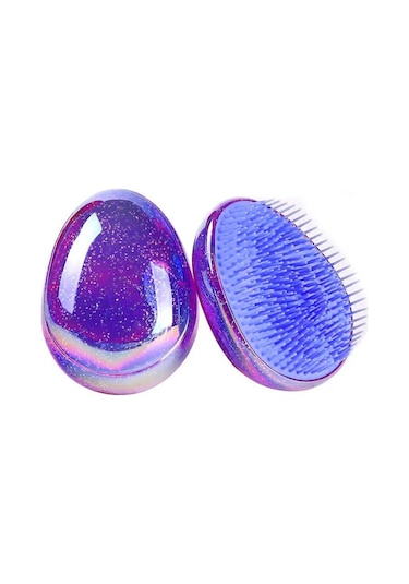 Koodmax Saç Şekillendirici Dolaşık Açıcı Çocuk Tarağı Oval Tarak Simli Mor