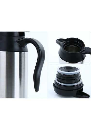 750ml Taşınabilir Paslanmaz Araba Elektrikli Su Isıtıcısı Gümüş 12V/120W