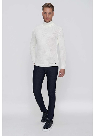 Tr 850 Slim Fit Ekru Klasik Triko Ekru