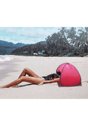 Dolıty Plaj Çadırı Bahçe Güneş Gölgelik Ekran Gölge Uv Koruyucu Gümüş Bez Kırmızı Çok Renkli