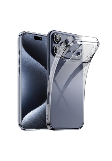 İphone 17 Pro Max Uyumlu Kamera Korumalı Şeffaf Esnek Silikon Kılıf Şeffaf