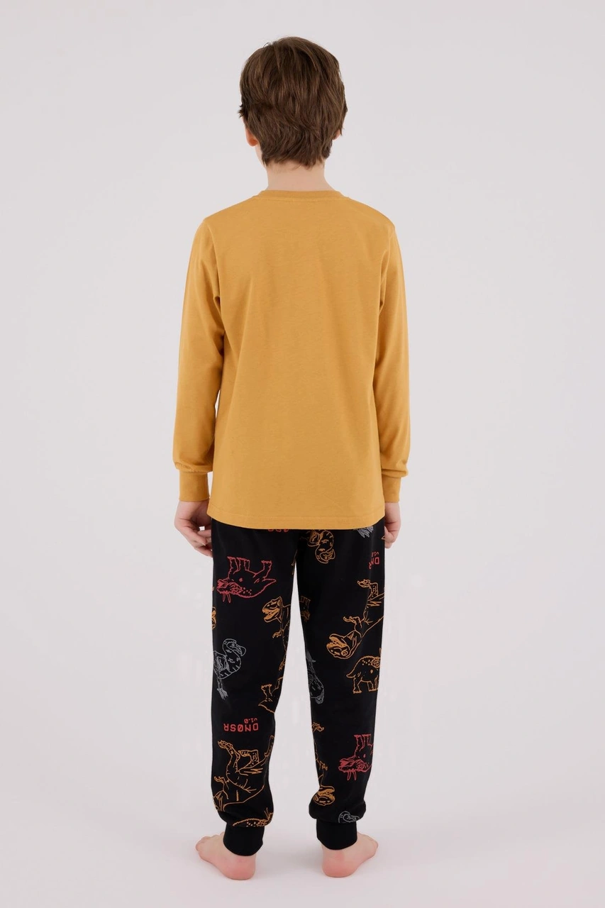 Rolypoly Erkek Çocuk Uzun Kol Pijama Takım Hardal-1867 Hardal