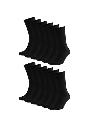 Hitit Socks Düz Erkek Soket Çorap 12 Çift Siyah