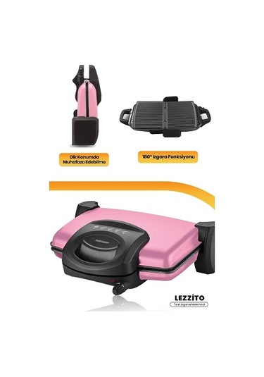 Lezzito 1750 Watt Granit Çıkarılabilir Plakalı 5 Kademe Isı Ayarlı Tost Ve Izgara Makinesi