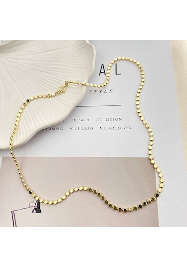 Dorika Kolye Ezme Topcuklu Kadın Kolye Kararmaz Xuping 50cm 14 Ayar Gold