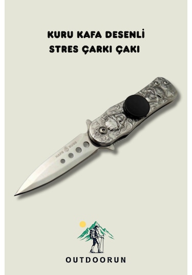 Kuru Kafa Desenli Stres Çarkı Kamp Çakı Açık Gri