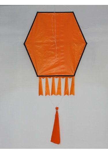 Kumaş Çerçeveli Altıgen Uçurtma - Düz Renk(Turuncu)