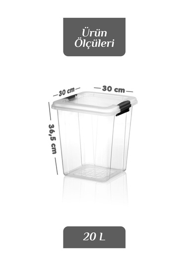 2'li Megabox 20l Saklama Kabı - Kilitli Kapaklı Çok Amaçlı Düzenleyici Kiler Depolama Oyuncak Kutusu Şeffaf