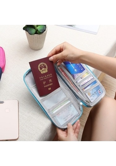 Trendooze Linjinxu Mavi Seyahat Çantası Pasaport Belgesi Depolama Çok Amaçlı Bilet Kart Tutucu Diğer