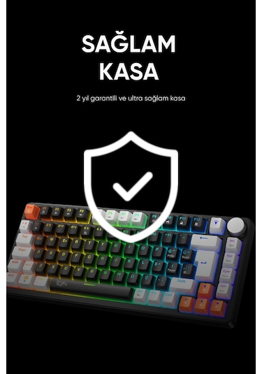 Strike Compact Mekanik Klavye Hot Swap Anti Ghosting Türkçe Örgü Kablo Oyuncu Klavyesi Siyah