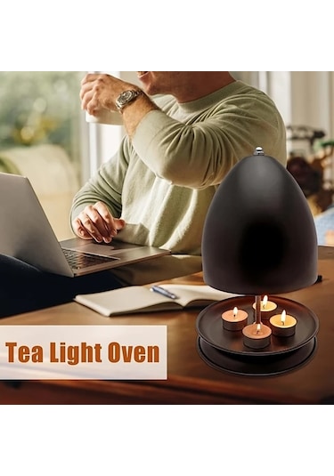 Oldfriend Siyah Dayanıklı Demir Çay Mumu Fırın Radyatörü Isıtma Seti - Alevsiz Pilsiz 4-6 Isıtma Mumu Ev & Bahçe