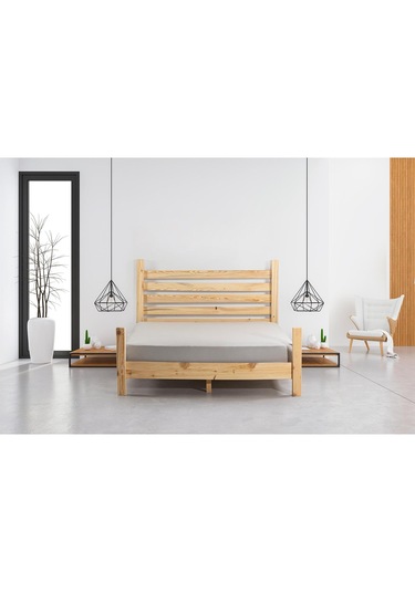 Elegans İthal Çam Masif Ahşap Karyola Naturel 100 200