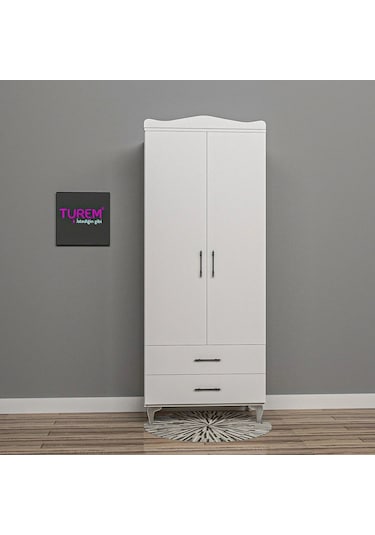 Klasik 2 Kapılı Gardrop Mdf Sis Gri