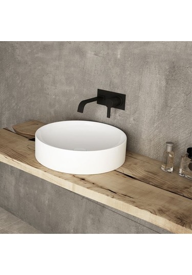 Lucco Lucente 43 CM Tezgah Üstü Oval Lavabo Beyaz