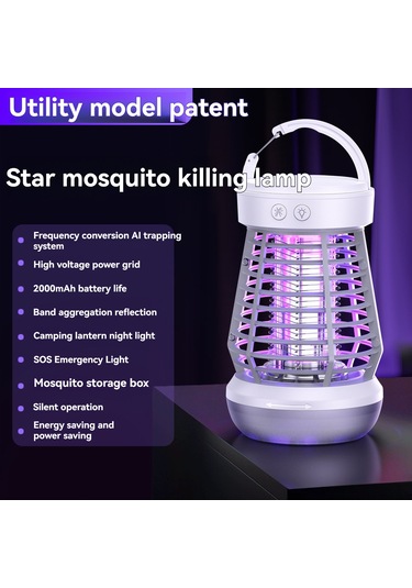 Wezone J10 Beyaz Elektrikli Entegre Islak Mumu Iç/dis Kullanım Kovanı, Kamp Işığı Ve Sos Acil Işığı İle Moskito Ve Sinek Öldürücü Beyaz