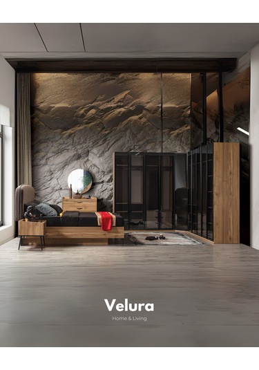 İzgi 10 Temperli Cam Kapaklı Gardırop Dolap Ceviz