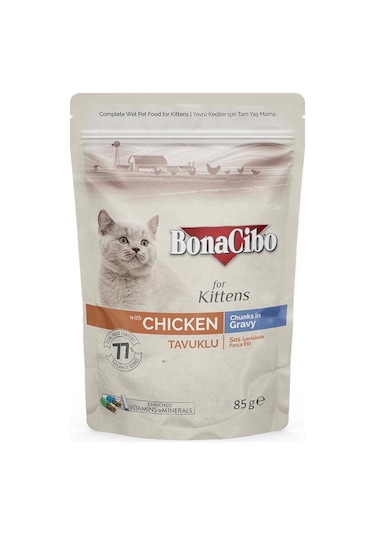 BonaCibo Tavuk Etli Pouch Yavru Kedi Maması 85 G