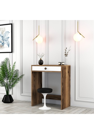 Lizbon Mini Makyaj Masası - Ceviz / Beyaz