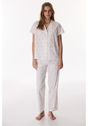 Penti Kırık Beyaz Peach Gömlek Pantolon Pijama Takımı